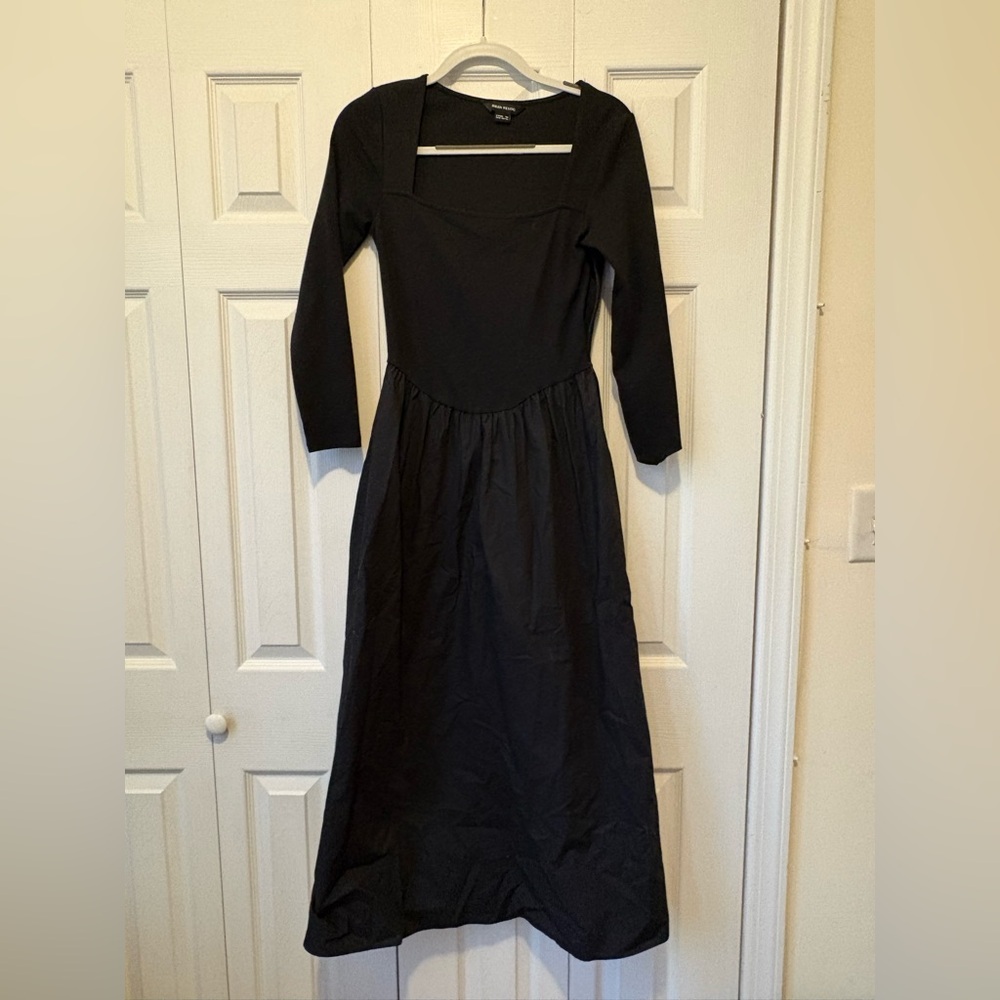 Urban Revivo Square Neck Black Dress